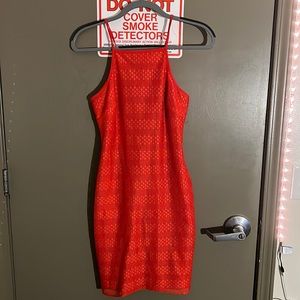 Bebe Orange Form Fitting Mini Dress